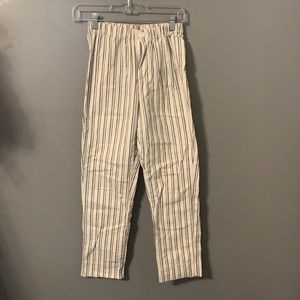 Small John Grant creme pants with dark blue stripes straight fit.